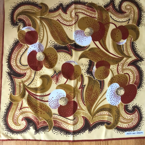 JALEH and JOSEPH Yellow and Brown Scarf Floral Elegant Scarf Scarf Retro - Picture 4 of 16